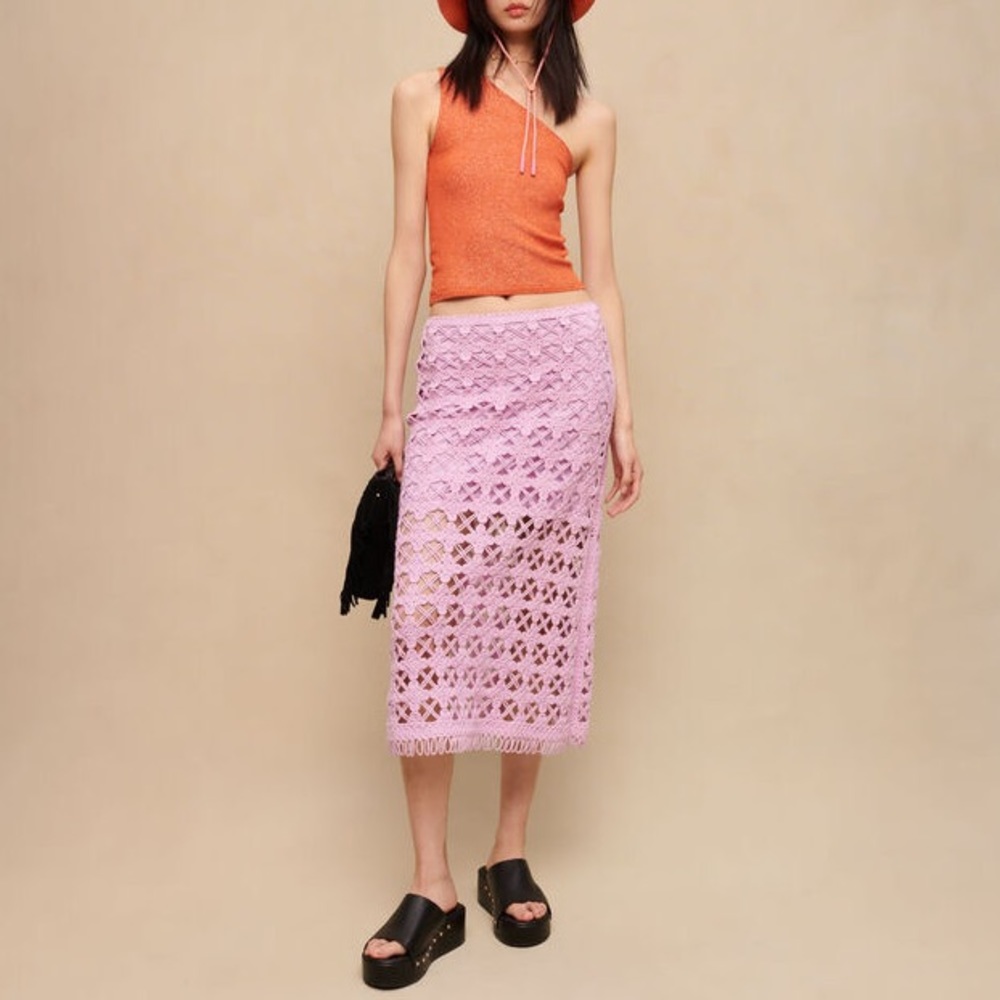 MAJE Crotchet Midi Skirt Small